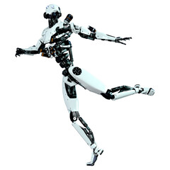 3D Rendering Male Robot on White