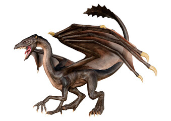 3D Rendering Fairy Tale Dragon on White