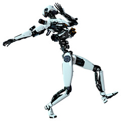 3D Rendering Male Robot on White