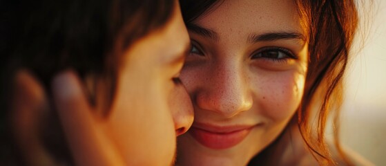 Intimate kiss between two people