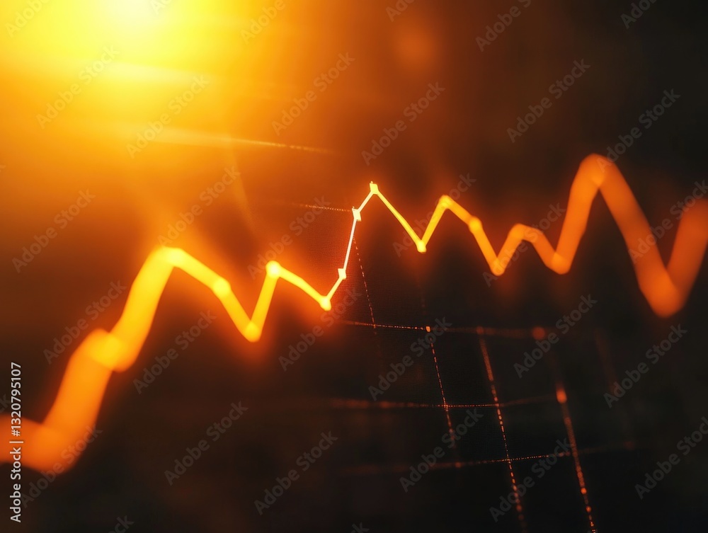 Aufkleber close-up view of a line graph with the sun shining in the background, suitable for educational or fi