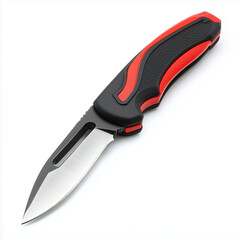 Obraz premium A sharp utility knife with a retractable blade on a white background