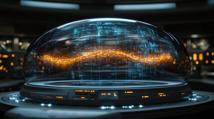Advanced holographic display in a futuristic control center