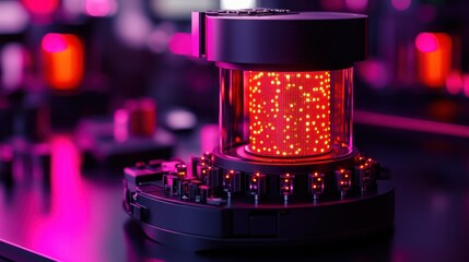 Advanced, glowing tech device.  Complex circuitry, glowing elements