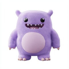 Obraz premium Soft Lavender Monster Plush with a Puffy Body and Tiny Feet, isolated on clear white background