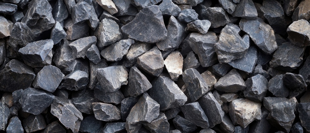 Poster A pile of black rocks stacked on top of each other, suitable for use in architecture or design illustrations