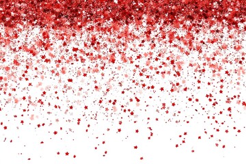 Beautiful Background with Small Red Glitter Stars on a White Canvas