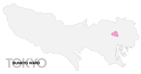 Obraz premium 東京都文京区の位置地図_06