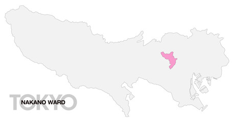 Obraz premium 東京都中野区の位置地図_06