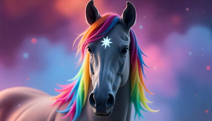 horse with rainbow hairs