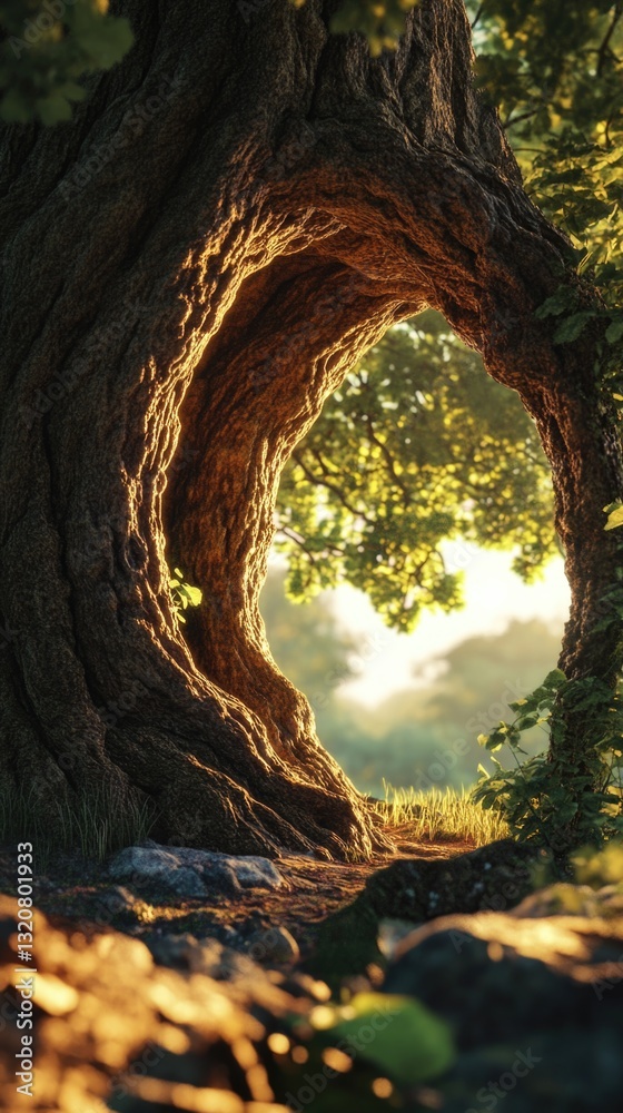 Poster A tree with a hole running through its center