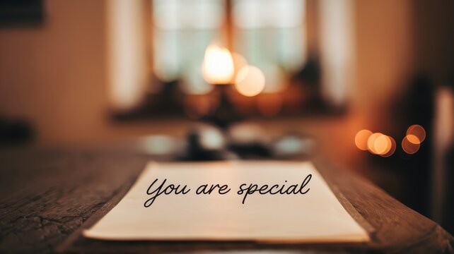 A heartfelt message on a wooden table,