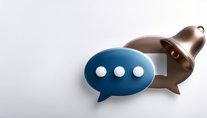 말풍선 안에 메시지 아이콘이 있고, 옆에 작은 벨 알림 아이콘이 있는 깔끔한 SNS 인터페이스