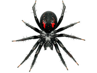 Magnificent Red-spotted Black Spider Close-up