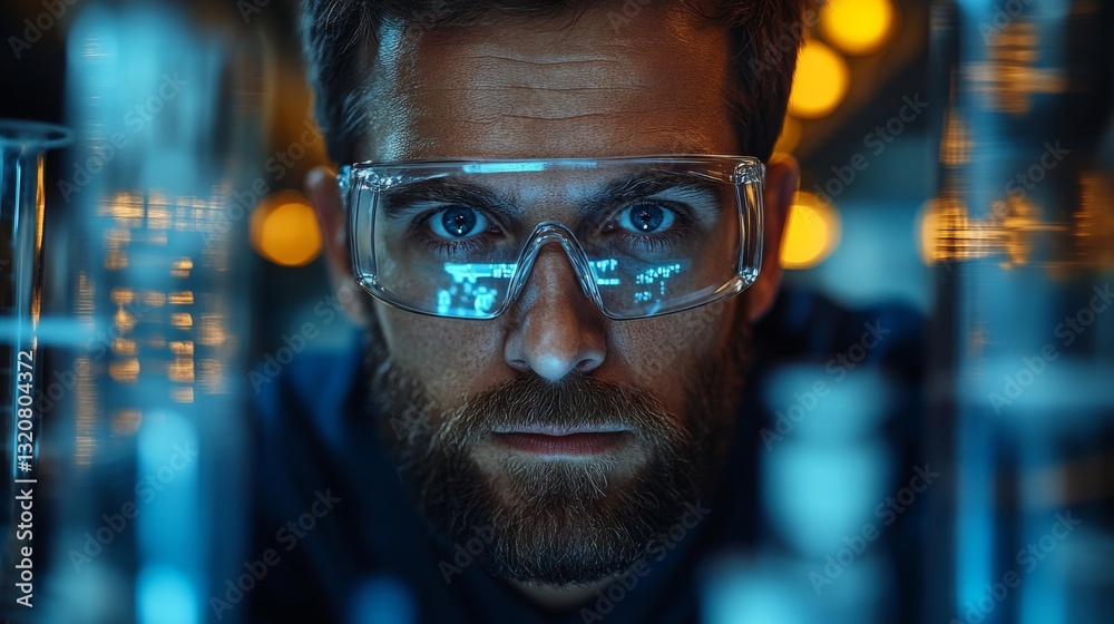 Leinwandbilder a researcher focuses intently on intricate experiments within a petrochemical facility, surrounded b