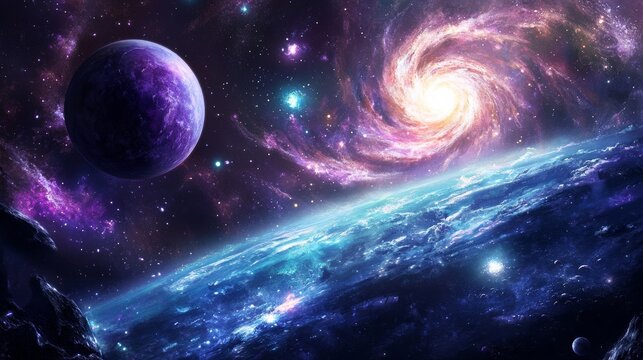 cosmic scene unfolds as the planets shift into a radiant 5D realm