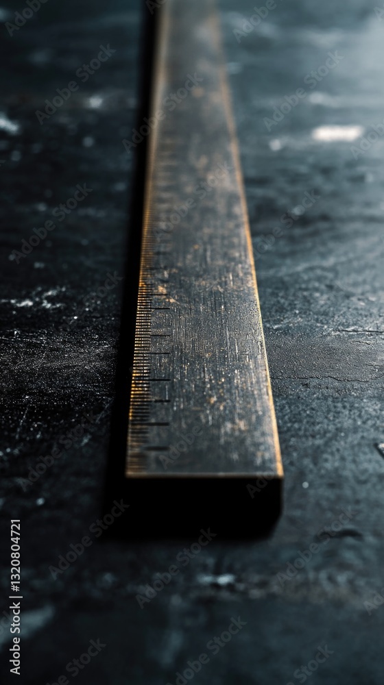 Poster a wooden ruler sits on top of a table, ready for use