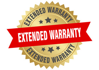 extended warranty. extended warranty round red and gold label isolated on transparent background