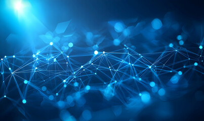 Obraz premium Intriguing blue geometric abstract background, ideal for depicting innovation in technology and design.