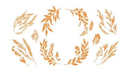 Decorative Orange Floral Wreath and Branches