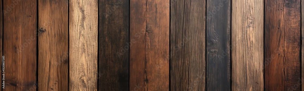 Poster wooden planks with varying textures and colors, creating a rustic and warm aesthetic.