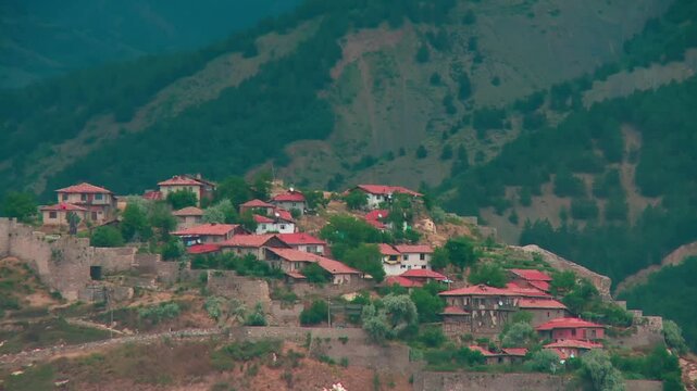 The castle on the mountain and the city inside, iskilip Castle, Corum Turkey