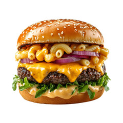 Mac and Cheese Burger b Isolated on Transparent Background
