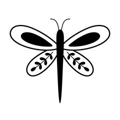  Black and white butterfly clipart. Butterfly doodle. Cute tropical character in cartoon flat style. Hand drawn vector illustration.