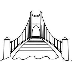 Obraz premium Suspension bridge line drawing.