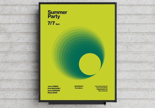 Abstract Summer Party Poster Template with Yellow Accents