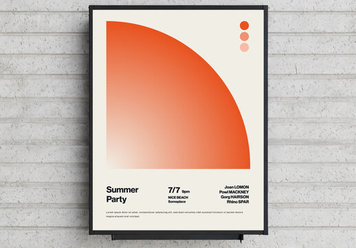 Abstract Summer Party Poster with Minimal Design Sunset
