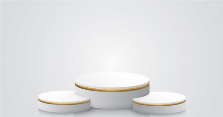 White podium with elegant gold lines for the best awards or product display. stage or podium. vector illustration