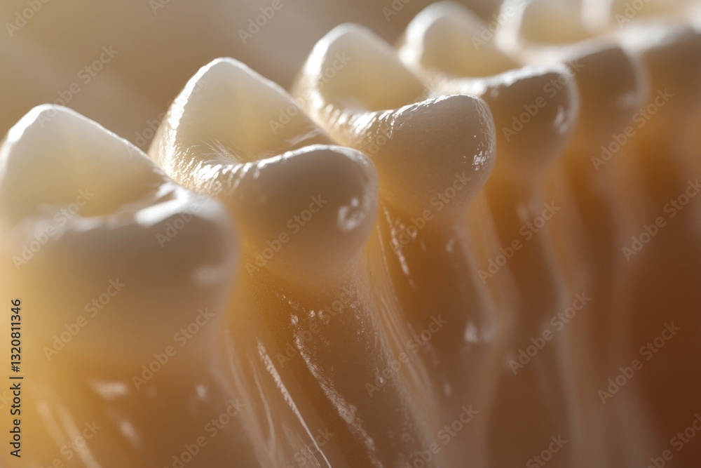 Poster A row of toothbrushes placed neatly on a table