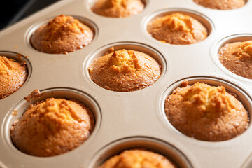 tray of homemade lemon muffins