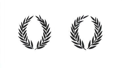 Two Simple Laurel Wreaths on White Background