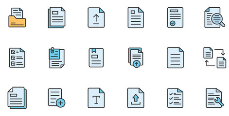 Document trendy icon collection. Containing contract papers, folder, certificate, accept, approved, clipboard, invoice, archive and more simple solid art style icons pack