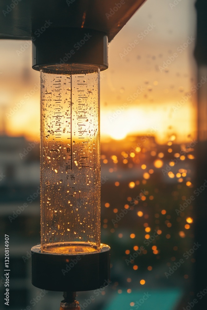 Aufkleber a bird feeder hangs from a window with a beautiful sunset in the background
