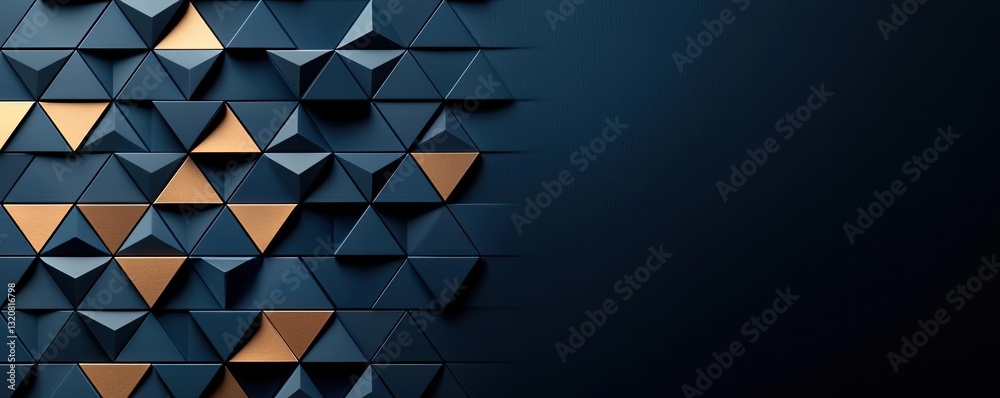 Poster Geometric shapes illustration abstract background idea. Abstract composition with triangular shapes and dark background creates modern aesthetic.