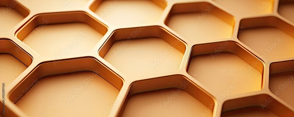 Aufkleber Geometric shapes illustration abstract background idea. Close-up of a honeycomb pattern showcasing its unique hexagonal structure.