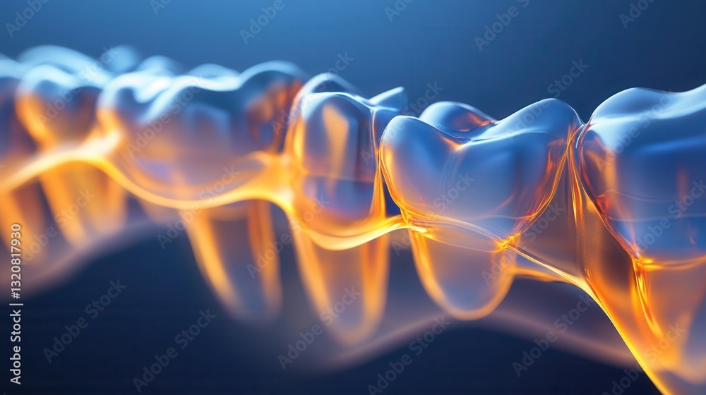 Aufkleber Dynamic abstract representation of golden waves conveying the transformative journey of dental implants in a futuristic light setting