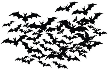 Set of Halloween Bat Silhouette Illustration