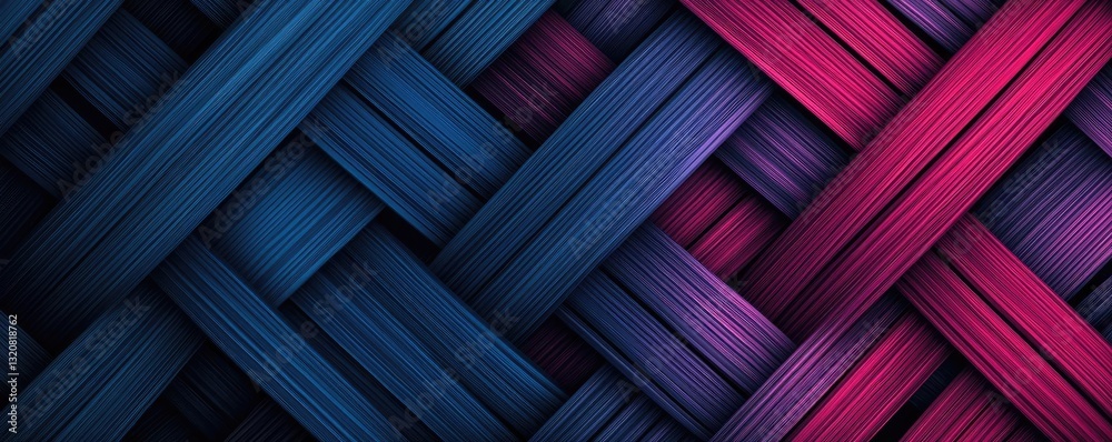 Poster geometric pattern design abstract background idea. vibrant woven texture in shades of blue and purpl