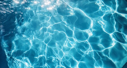 Glistening Water Surface Texture with Light Reflections in Cool Blue Tones