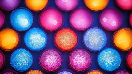 Colorful, round lights in a grid pattern