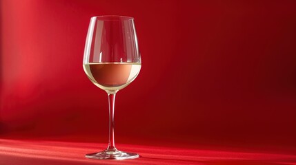 White Wine Glass Isolated on a Bold Red Background for a Striking and Sophisticated Visual