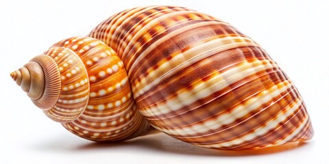 Obraz premium Close-up of Monetaria caputserpentis Seashell, Isolated on White Background, High-Resolution Stock Photo