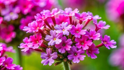 Close-up of Pink Verbena canadensis Flowers, Delicate Petals, Macro Photography