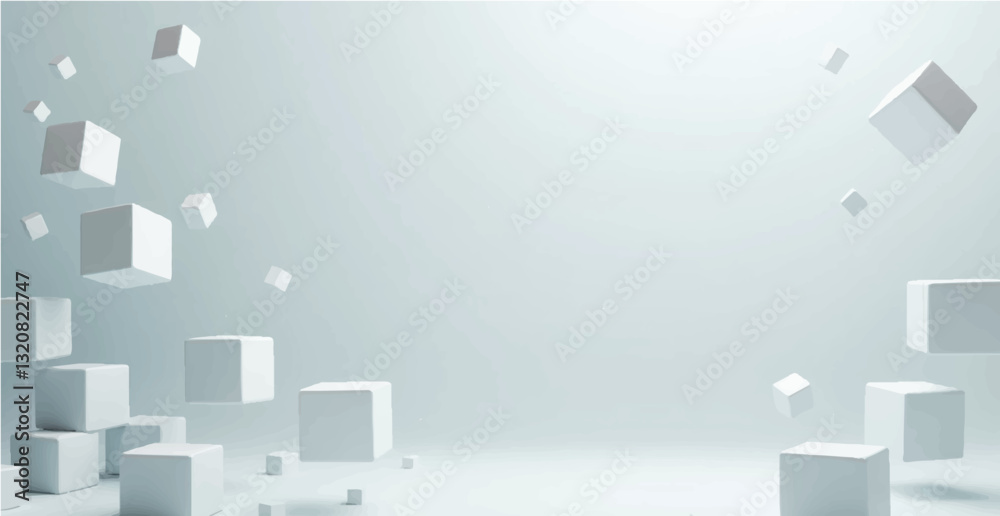 Wall mural a visually striking wallpaper design featuring an array of randomly shifted white cube boxes against
