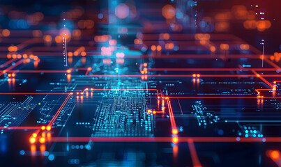 Abstract cyber circuit background featuring advanced digital connections, ideal for futuristic technology concepts.