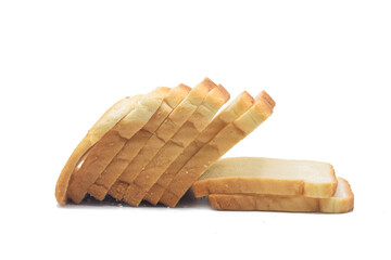 Slices of fresh delicious bread isolated on a white background. Close up image of cut of loaf bread. clipping path, sliced bread isolated on white background